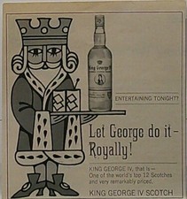 1966    King George IV Scotch   Entertaining Tonight     Vintage Magazine Ad