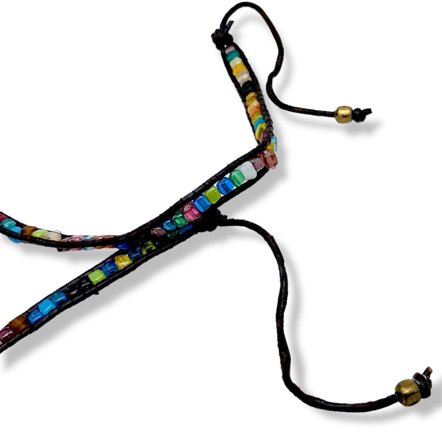 Wrap Bracelet Java Beaded Recycled Sea Glass Bead… - image 9