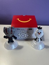 NEW 2023 McDonald  s WALT DISNEY  2 Toys OLAF  ANT MAN  100 Anniversary Box