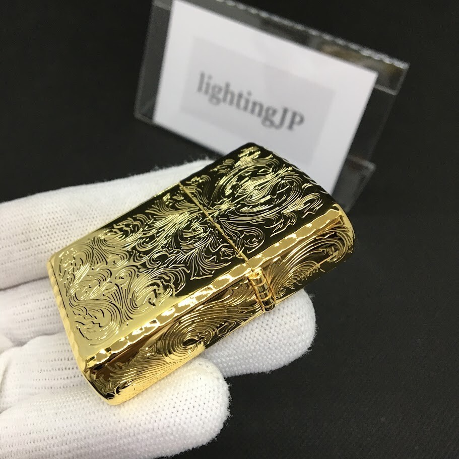 Zippo Armor Case Arabesque Corner Router Gold Insert Brass Lighter