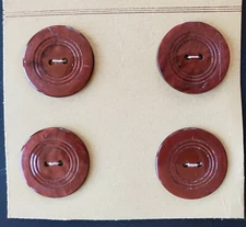 Vintage Buttons - 4 Terra Cotta Color Casein 1" 2-hole Flat Back Buttons