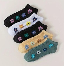 Women's Colorful Casual Floral Print Pattern Ankle Socks Fashion Sock Set Of 5