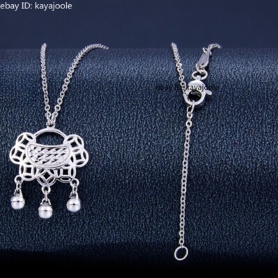 Pure Platinum 950 PT950 Lucky Coin Ruyi Bell Lock Women