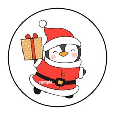30 CHRISTMAS ENVELOPE SEALS LABELS STICKERS 1.5" ROUND PENGUIN CUTE