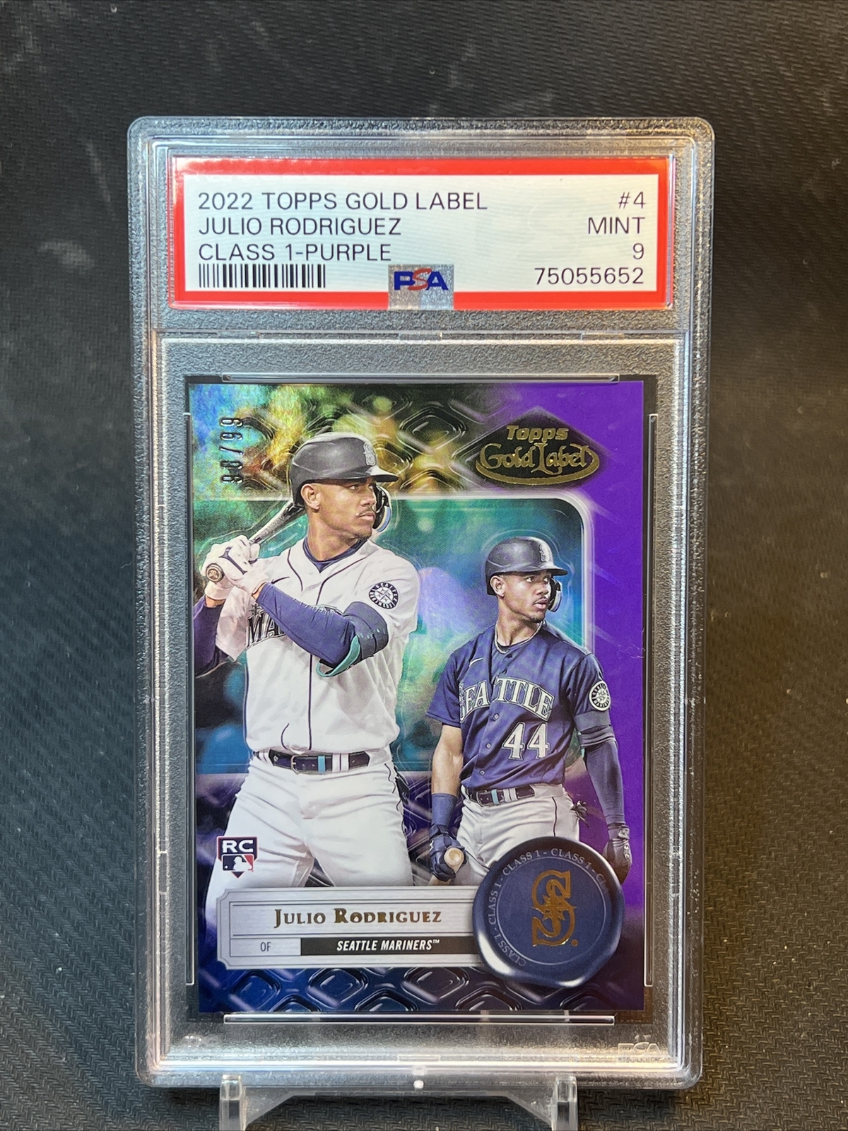 2022 Topps Gold Label Class 1 Purple Julio Rodriguez RC #90/99 PSA 9