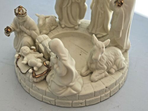 "Portacandele Presepe di Natale Vintage Ceramica Ceramica Bambino Gesù 7" - Foto 2 di 11