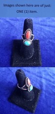 Navajo Native Indian Sterling Silver Turquoise Coral Size 7 Ring 25ri714