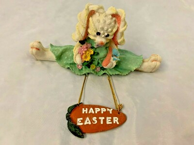 Multi 7'' Easter Bunny Rabbit with SIGN Figurine by Yardworks 