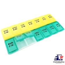 Am Pm 7 Day Pill Box Organizer Medicine Tablet Daily Vitamin Case Holder