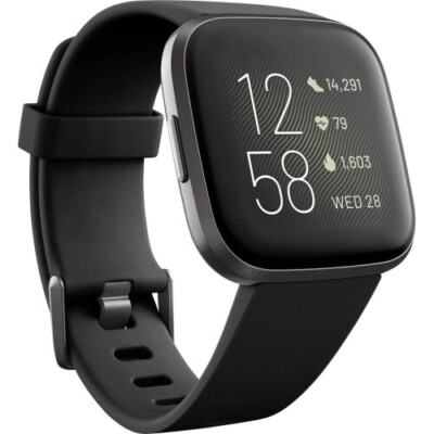 Fitbit Versa 2 Gesundheit & Fitness Smartwatch Sprachsteuerung Schlaf Score Musik schwarz