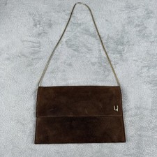 Shirl Miller Brown Suede Purse Vintage with Gold Strap Made in USA