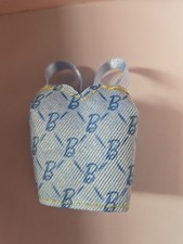 BARBIE DOLL CLOTHES LIGHT BLUE DENIM MONAGRAMMED B HALTER TOP, FITS CURVY TOO
