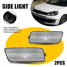 2x Clear Side Marker Light For 2010-2014 Vw Mk6 Golf Gti Front Bumper Waterproof