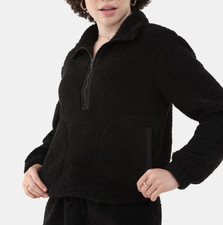 Womens XL 16-18 Half Zip Pullover Plush Black No Boundaries