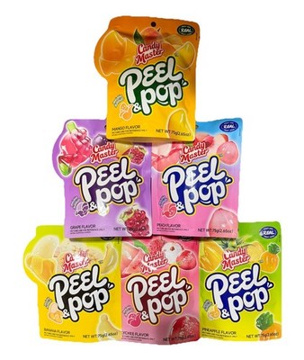 Candy Master Peel & Pop 6 Flavors Peelable Gummy Candy Halal 75g Each