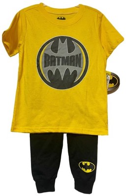 NWT! BATMAN 2 Pc. Boys Outfit Size 4T Black Sweatpants & Short Sleeve Shirt