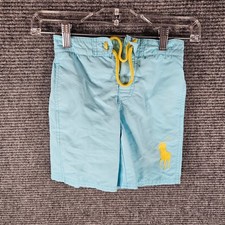 Polo Ralph Lauren Boys Size 6 Blue Yellow Big Pony Swim Trunks Summer Vacation