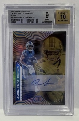 2022 Panini Illusions Amon-Ra St. Brown Trophy Gold Signatures /25 BGS 9 Auto 10