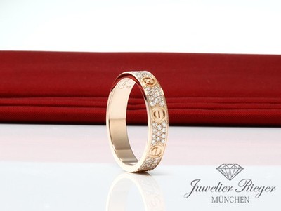 Cartier Ring Love Kleines Modell Rosegold 750 Diamanten ca. 0,31 ct Gr 51 Gold