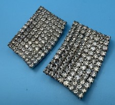 Vintage Rhinestone Shoe Clips Large Silver tone