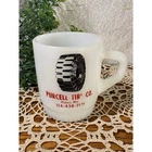Vintage Fire King Anchor Hocking Milk Glass Purcell Tire Co Advertising Mug
