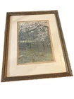 Matted in vintage frame Wallace Nutting print Spring flowering trees blossoms