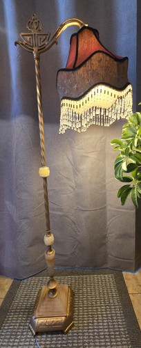 Antique Cadmium Glass Bridge Arm Floor Lamp by Houze Glass Co (56"tall)