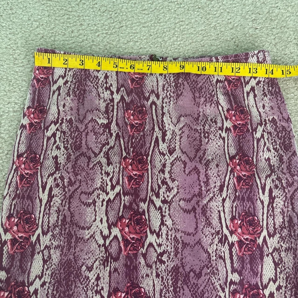 Y2K Snake Skin Mini Skirt Womens 9/10 Roses XOXO Pencil Skirt Cute Goth - Image 4 of 4