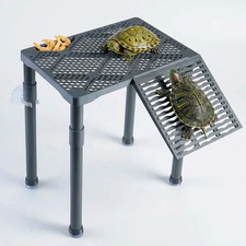 Large Wide Turtle Basking Platform with Built-In Food Tray, Zero Zip-Tied, Non-S