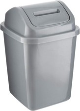 5L Bathroom Bin Swing Top Dust Bin Plastic Waste Paper Basket Office Kitchen New