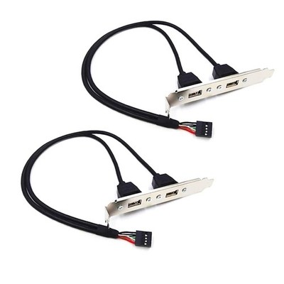 ThtRht 2 Pack Motherboard 9Pin USB to Dual USB2.0 Back Panel Rear Black 