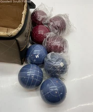 Lot Of 8 Pcs Vintage Sportcraft Multicolor Sporting Bocce Ball Set With Case