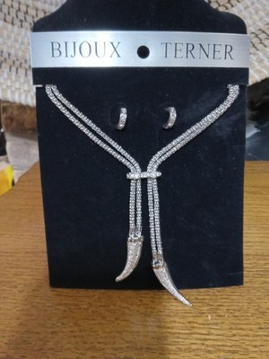 Bijoux Terner Vintage Sivertone Necklace And Stud Earing Set New With Tags