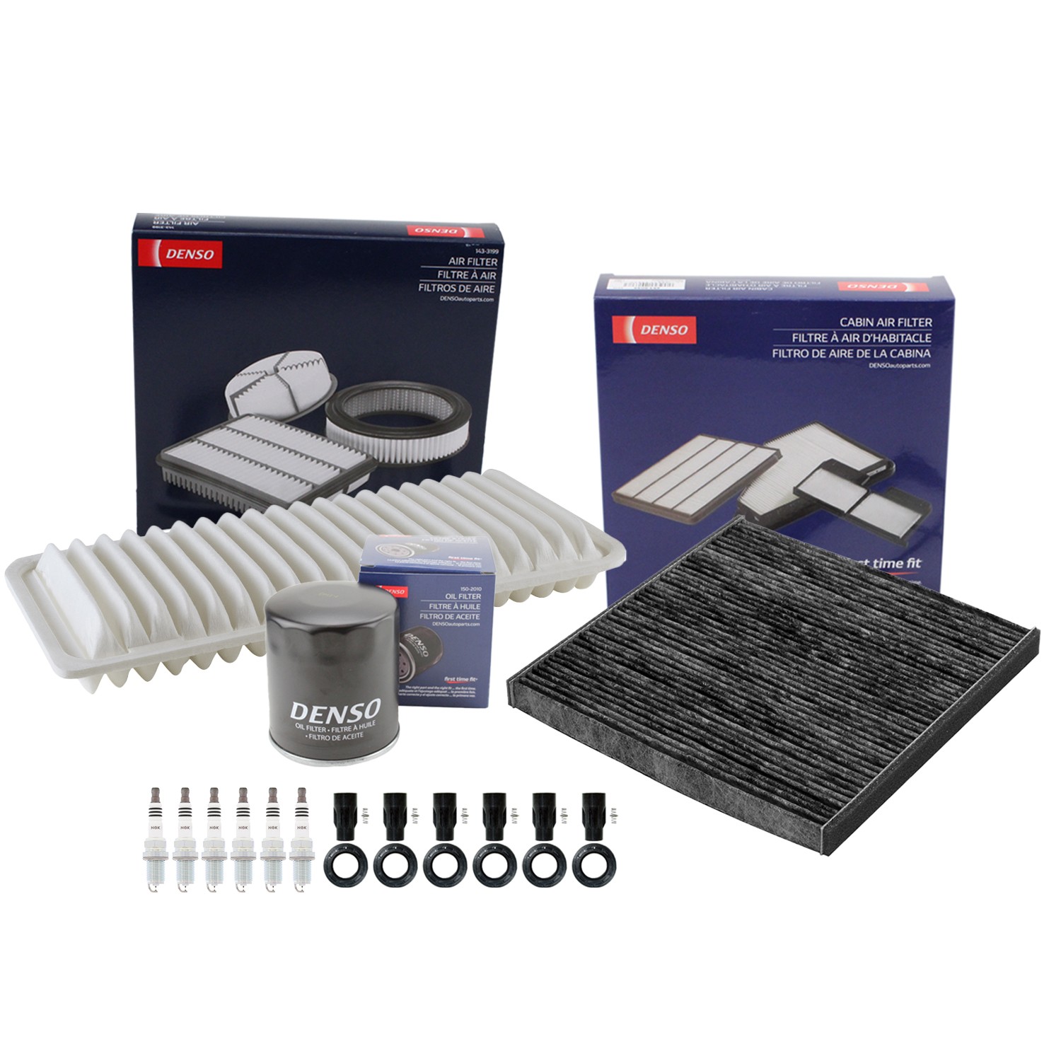 Denso Tune Up Kit NGK 6 Spark Plugs  Boots Kit for RX400h 3.3L V6 FHEV 3MZ-FE