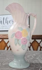 Hull Camellia Open Rose Ceramic Pitcher Floral Pink Blue Yellow 13" Art Pottery
