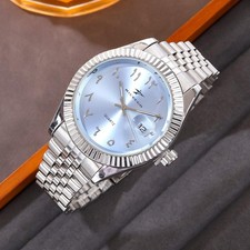 40MM RICECGO Luxury Quartz Men's Watch Arabic Numeral Stainless Steel Gift NEW