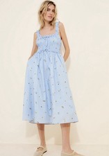 En Saison Zoey Swimmers Midi Dress Blue Ruching Sz Small