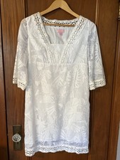 Lilly Pulitzer Pink Label Resort White 3/4 Sleeve Dress W/Side Zip Women's XS
