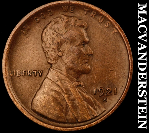 1921-S Lincoln Wheat Cent- Extra Fine- Semi Key Better Date No Reserve #J1542