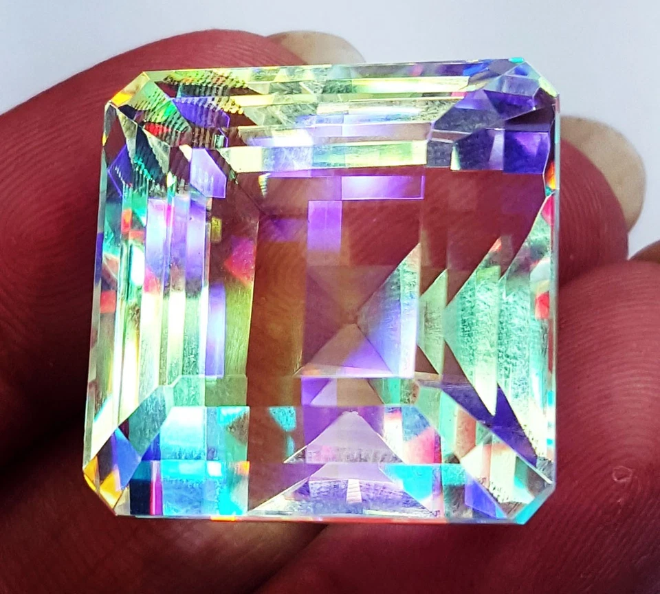 Mystic Quartz Rainbow Color 80 to 85 Ct Square Shape Loose Gemstone Certified - Image 4 of 4
