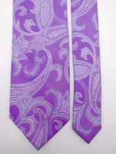 Stafford Mens Necktie Neck Tie 100 Silk Purple  Blue Paisley Design