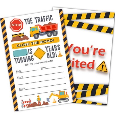 Uniizone Construction Birthday Party Invitations For 4'' x 6'', multiple colors 