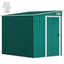 Outsunny 7 x 5FT Garden Shed w/ Foundation Lean to Metal Tool Shed Green
