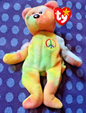 Ty Beanie Baby Peace Bear Style 4053 Date of Birth: 2-1-96 Rare Find