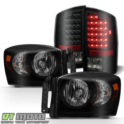 Black Smoked 2007-2008 Dodge Ram 1500 07-09 2500 3500 Headlights+LED Tail Lights