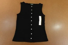 Wild Fable Womens Small Black Knit Ribbed Wide Strap Button-Front Tank Top NWT