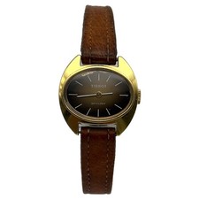 Vintage Tissot Stylist Swiss Made Mechanical Ladies Watch Brown Strap Running UK