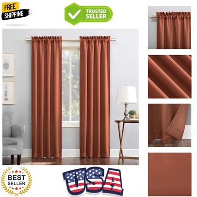 Easton Energy Saving Blackout Curtain Panel 40'' x 84'' - Terracotta Elegance