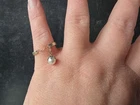 925 Sterling Silver Dangling Faux Pearl Flower Charm Ring Size US 8 Vintage