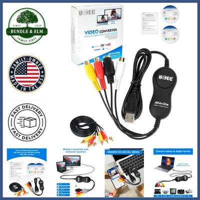 VHS to Digital Converter Kit for Mac and Windows, USB 2.0 Video Capture Device